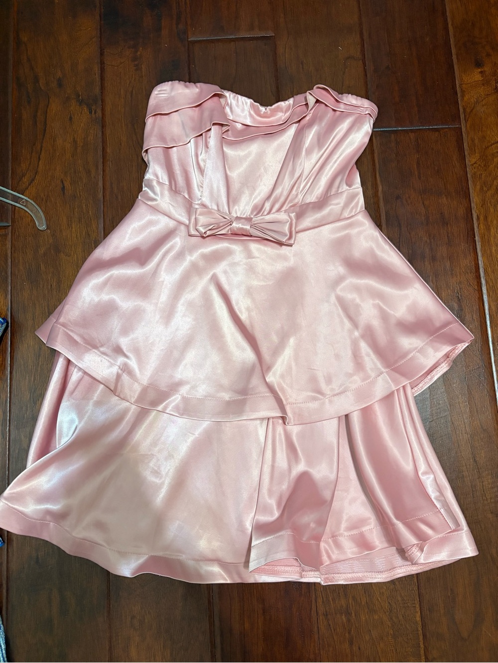 Angel Biba Pink Satin Ruffle Mini Dress